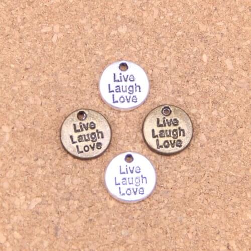120pcs Charms plates live laugh love 12mm Antique Pendants,Vintage Tibetan Silver Jewelry,DIY for bracelet necklace
