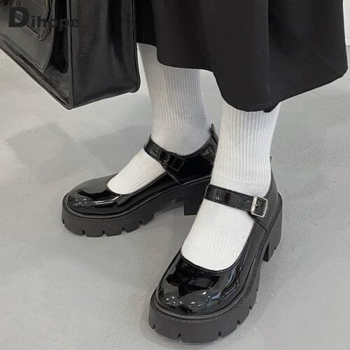 Dihope Platform Women Shoes Japanese Style Lolita Shoes For Women Vintage PU High Heels College Student Cosplay Mary Jane Shoes