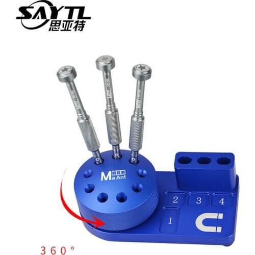 360 Degree Rotating Magnetic Screwdriver Storage Box for Repairing Tools Holder Aluminum 9 Port Container With Magnetic Platform