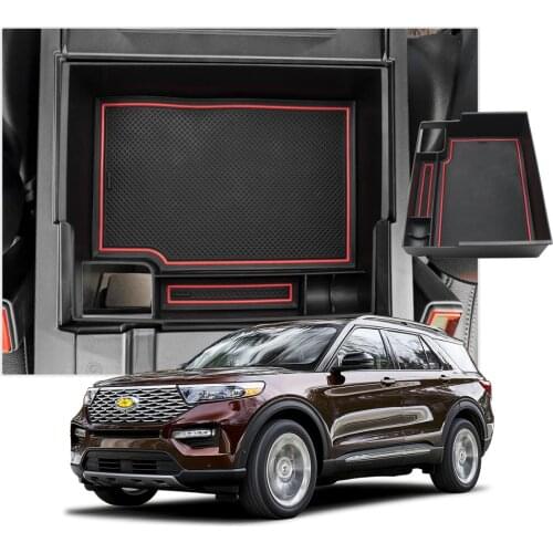 LFOTPP Car Central Control Armrest Box For Explorer 2020+ Container Storage Box Auto Interior Stowing Tidying Accessories Red