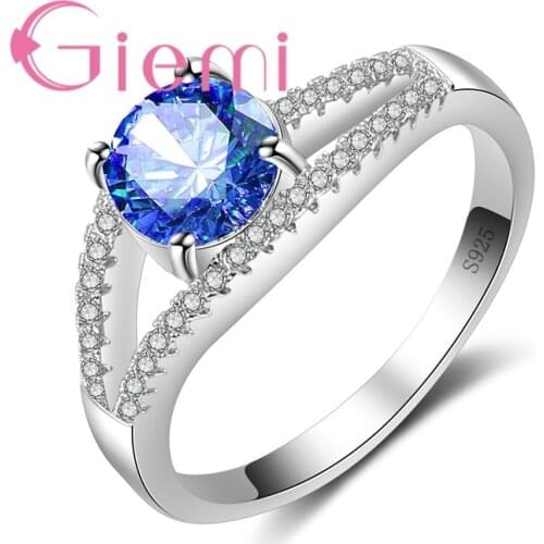 Concise 925 Sterling Silver Jewelry Micro Inlay CZ Zircon Stone High Quality Crystal Women Ladies Wedding Bridal Rings