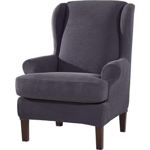 2Pcs Set Wingback Armchair Cover Sloping Arm Wing Back Chair Cover Elastic Armrest Chair Cover Stretch Wingback Chair Slipcover