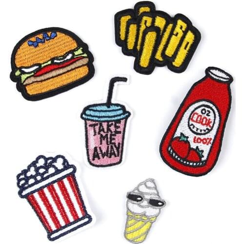 20pcs/lot Embroidery Patch Letter Food Drink Glasses Clothing Decoration Sewing Accessories Gift Diy Iron Heat Transfer Applique