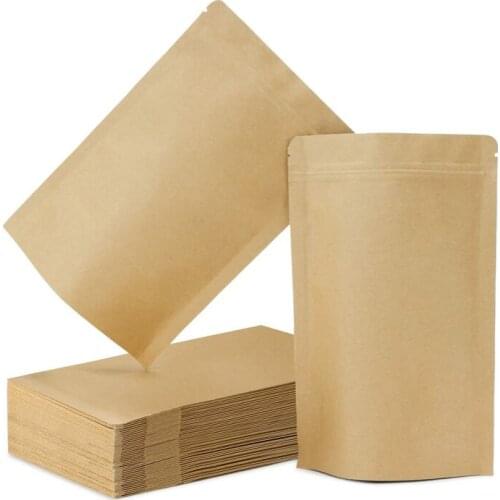 2000pcs Zipper Brown Kraft aluminizing pouch,Stand up kraft paper aluminium foil bag Resealable Grip seal Food Grade