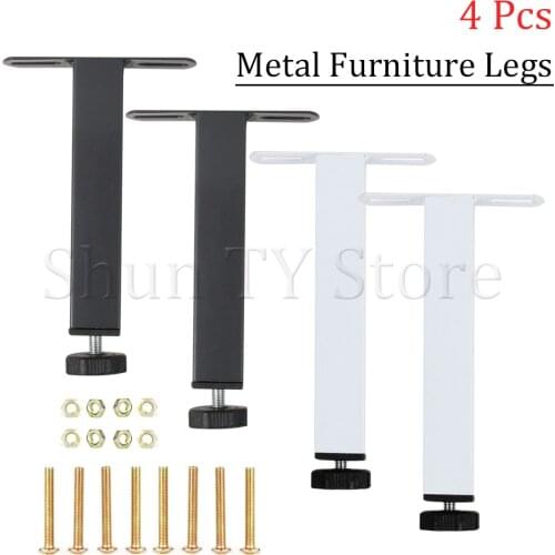 4 Pcs Metal Adjustable Furniture Legs Metal Height Bed Frame Slat Center Support Leg for Table Bed Sofa Cabinet Furniture Legs