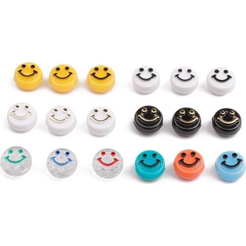 50pcs/Lot 10mm Oval Shape Acrylic Spaced Beads Smile Face Beads For Jewelry Making DIY Charms Bracelet Necklac
