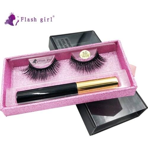 5D Mink Lashes Wholesale Makeup Magnetic Eyelashes Waterproof Liquid Eyeliner Kit Natural Fake Eyelash Extension W09