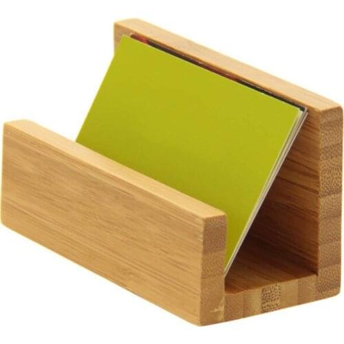 Bamboo Wood Desktop Business Card Holder for Desk Sturdy Business Card Display Stand for Office Suitable for Men Women