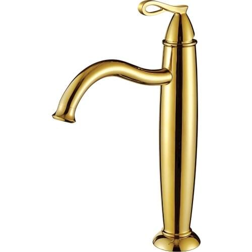 Free shipping Hot/Cold gold pvd Sink Faucet Mixer Bathroom Bath Tap Vessel FAUCET tall faucet