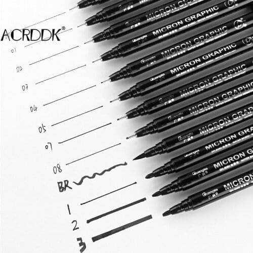 Black Fine Tip Sketch Pen Drawing Line Comic Anime Art Waterproof Painting Pen Students School Stationery Supplies DF