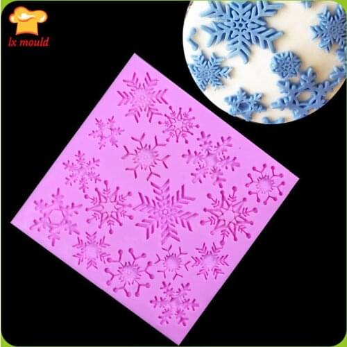 Double sugar lace silicone mold traditional small hexagonal snowflakes shape turn sugar cake decorations baking tools