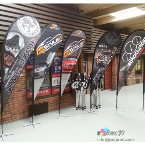 110X250CM Teardrop Flags (print both sided) + Pole + Heavy Duty Cross Base + Water Bag + Ground Spike + Oxford Carrying Bag