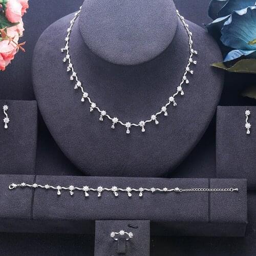 Jankelly African 4pcs Bridal Zirconia Jewelry Sets For Women Party, Luxury Dubai Nigeria CZ Crystal Wedding Jewelry Sets