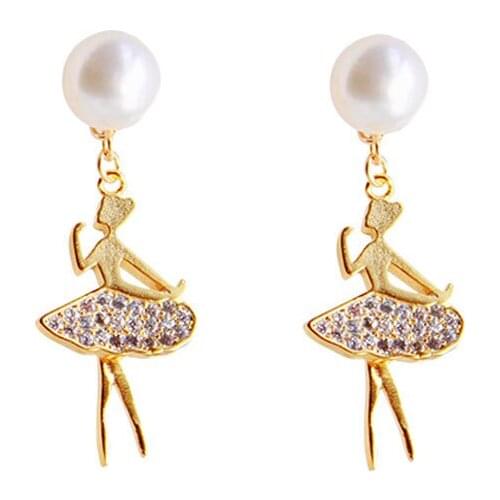 Korean New Wild Pearl Earrings Temperament Ballet Dance Girl Earrings Factory Price Wholesale
