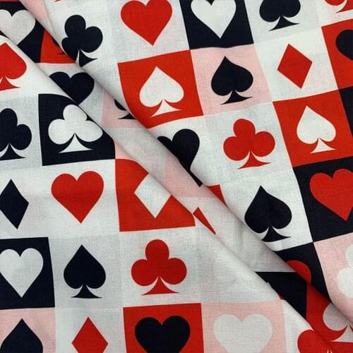 Beautiful 100% Cotton Fabric Colour Bottom Poker Logo Pattern Digital Print Sewing Material DIY Home Patchwork Dress Clothing