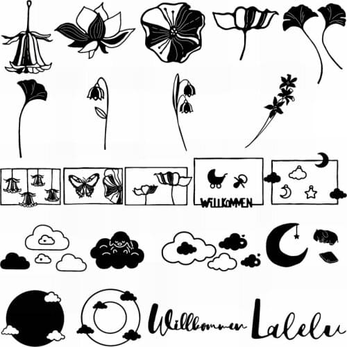 Petal Sprig Branch Cloud Moon Border Words Mixed Element Metal Cutting Dies Stencil For DIY Scrapbooking Album 2020 Hot Sale