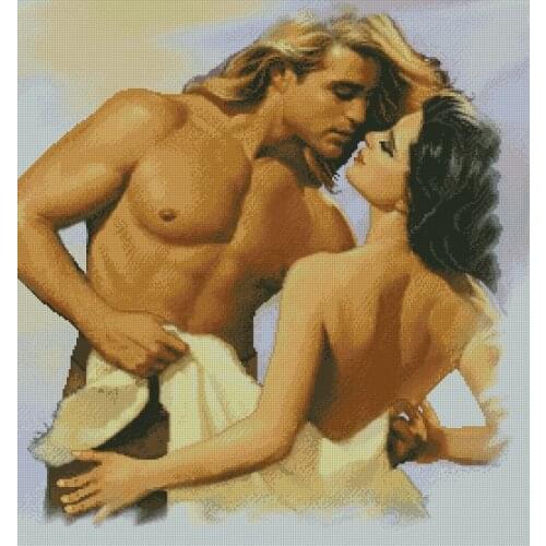 Top Quality hotselling romantic counted cross stitch kit kiss forever love lover couple