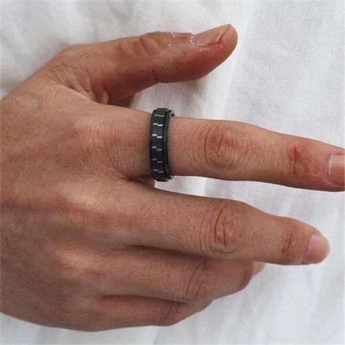 MANGOSKY 6mm Stainless Steel Ring For Men And Women Speckled Turning Rings