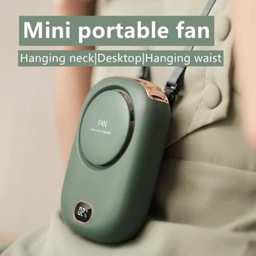 Neck Fan Mini Usb 2V Cooler Rechargeable Ventilador Travel Speed Adjustable Waist Fan Outdoor Travel LED Display for Gift