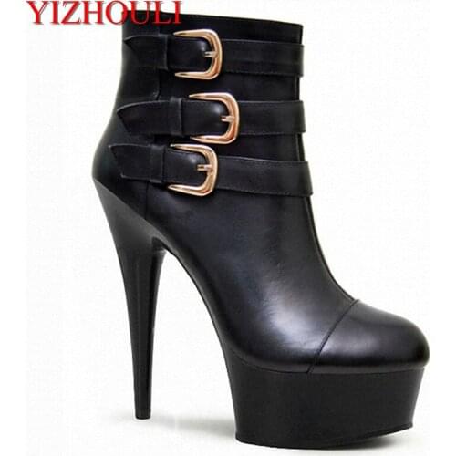 Fashionable sexy knights shoes, high heel and thick platform ankle boots, sexy autumn/winter stage 15cm stiletto ankle boots
