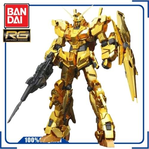 BANDAI RG 1/144 THE GUNDAM BASE LIMITED UNICORN GUNDAM GOLD COATING Assembly Model Action Toy Figures Kits Gift