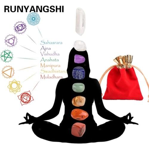 Runyangshi 7pc Natural Irregular Chakela Stone Set 7 Colors Yoga Energy Art Stone for Home Decoration Girls Birthday Gift