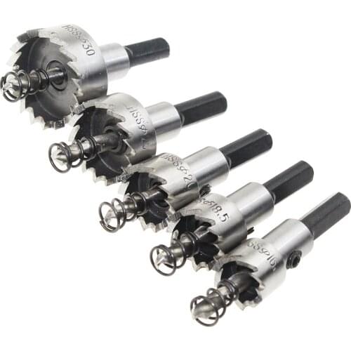 5pcs Carbide Tip HSS Drills Bit Hole Saw Set Stainless Steel Metal Alloy Cutter