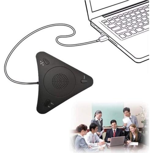 USB Desktop Computer Conference Microphones Omnidirectional Condenser Microphone Mic Speaker Speakerphone 360° Audio Pickup
