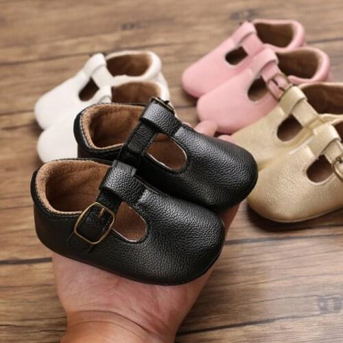 Baby Boy Girl Solid Hook & Loop Soft Shoes PU Leather Non-slip First Walkers Infant Shoes 0-18 months old