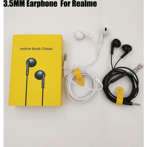Realme Buds Classic Earphone 3.5mm Wired Earbuds Half In-Ear Built-in Mic Large Driver Headset With Mic For Realme 6 7 V13 V11 Q