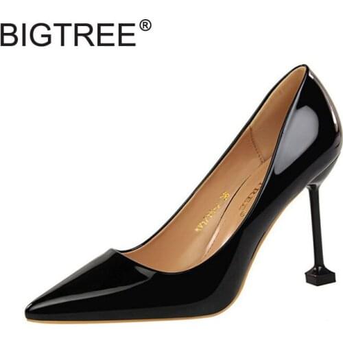Sexy Pointed Toe Shallow Mouth High Heels Women Shoes Luxurious Thin Heels Patent Pumps For Women Elegant Ladies Evening Shoes