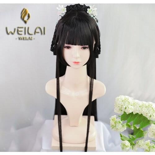 Braided bun with neat bangs Vintage Wigs for Women Han Dynasty Ancient Style Wig Ancient Costume Versatile Daily Used Custom wig