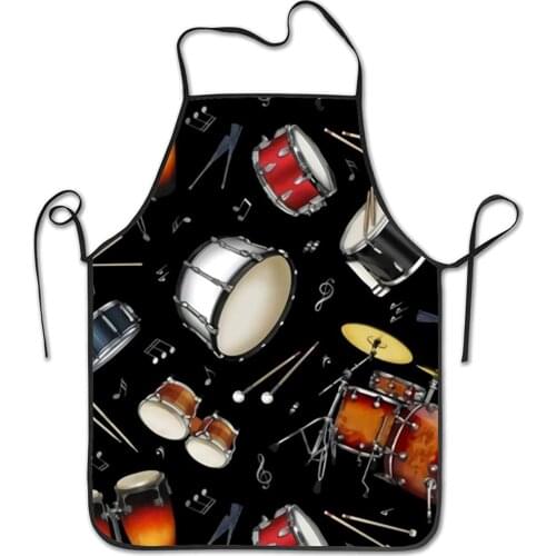 Gifts Aprons, Cooking Kitchen Chef Apron, Funny Bib Aprons Hairstylist Apron for Women Men - Rock Drum Stand