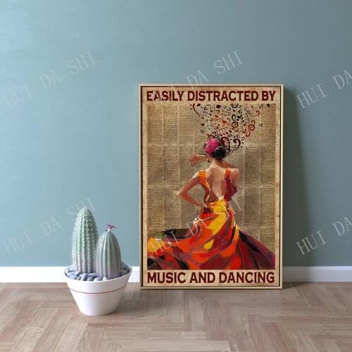 Latin Girl Poster - Easily Distracted By Music And Dancing, Beauty Latin Girl Poster, Pot Head Music Notes Wall Art