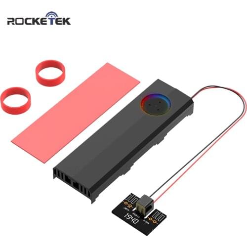 Rocketek M.2 Solid State Hard Disk Fan Heatsink Heat Radiator Cooling Silicon Therma Pads Cooler for M2 NVME SATA 2280 PCIE SSD