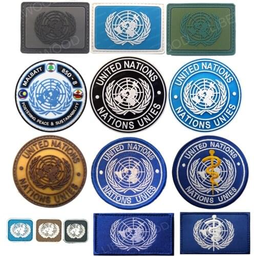 United Nations U.N. 3D PVC Rubber Tactical Army Patch Badge Hook Military Combat Armband Army Emblem DIY Patches for Clothing