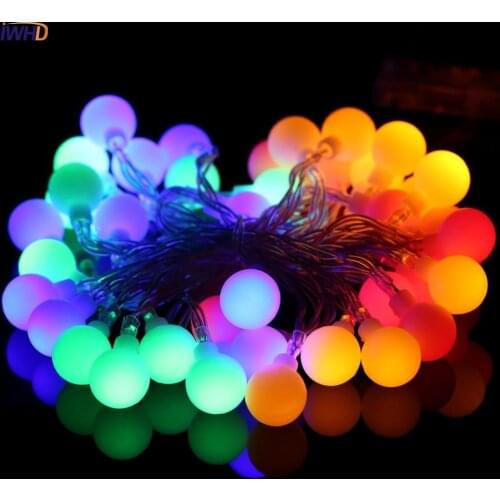 IWHD 10M Cotton Ball LED Christmas Lights Outdoor Indoor New Year Christmas Decorations LED String Fairy Lights Navidad Natal