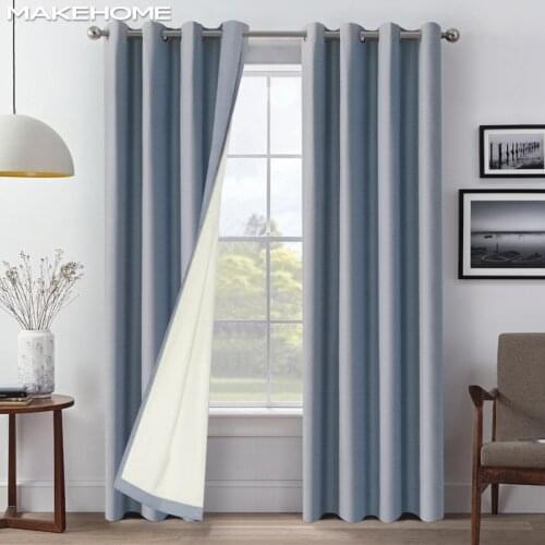 MAKEHOME Cotton Linen 100% Blackout Curtains For Bedroom Top Grade Thermal Curtains for Living Room Kitchen Soft Fabric Drapes