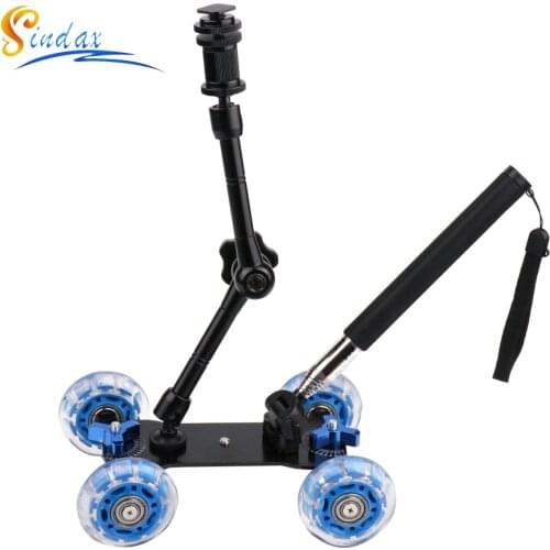 3in1 Camera Rail Car Table Dolly Car + +11 inch Magic Arm + Phone Handheld Monopod Selfie Stick For d1000 d3000 d3100 d3200
