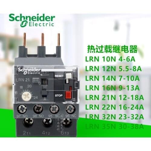 Motor Protection Thermal Overload Relay 3P 4A...38A LRN10N/12N/14N/16N/21N/32N/35N One open and one closed 50-60 Hz