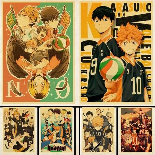 Vintage Japanese Anime Haikyuu!! Retro Poster Kraft Paper High Quality Printed Wall Stickers Home/Bar Decoration