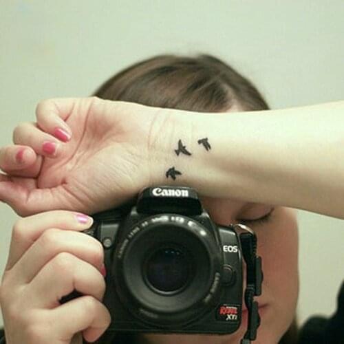 Cute Bird Pigeon Sexy Gril Waterproof Temporary Tattoo Stickers Flower Branch Letter Water Transfer Tattoo Women Men Hand