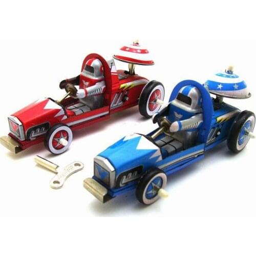 [Funny] Adult Collection Retro Wind up toy Metal Tin F1 racing racer sports car Clockwork toy figures model vintage toy gift