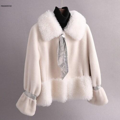 2021 Winter Womens Jacket New Fashion Wool Granule Cashmere Sheep Sheared Coat Female Short Composite Fur One Coat JQ1097
