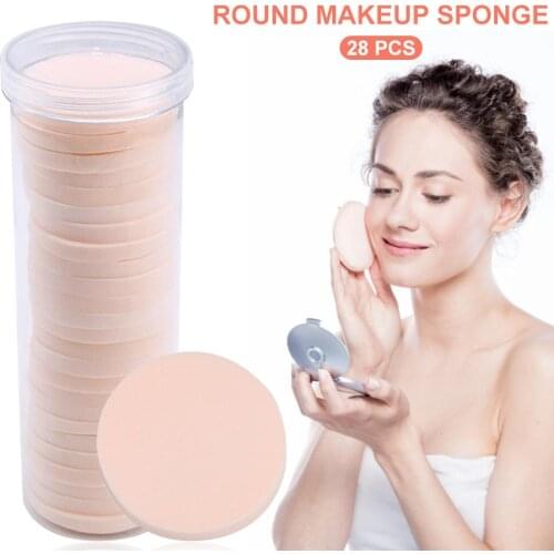 28pcs of Latex Round Makeup Cushion Sponge Puff Wet and Dry Shade Liquid Foundation BB / CC Cream Round Sponge Puff