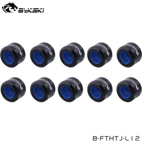 10PCS Bykski 8x12MM Hard Tube Hand Compression Fittings Anti Off ,Black,Red,White,Gold,Silver,Blue,G1/4 ",B-FTHTJ-L12