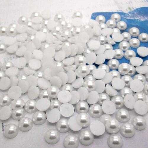 1000Pcs 7mm Wihte Half Round Pearl Beads FlatBack Scrapbook Craft Cabochon Kawaii DIY Embellishments Accessories