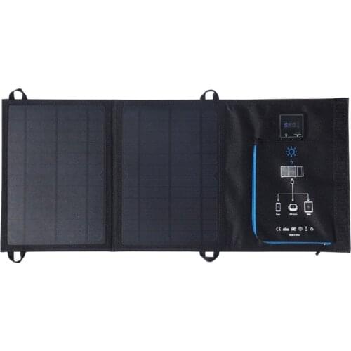 12W Dual USB Folding Solar Charger Solar Panel Module Power Bank Outdoor Emergency Cell Phone Charger Voltage Current Display