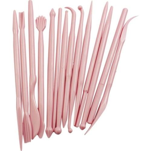 14PCS DIY Candy Fondant Cake Baking Tool Carvings Sugar Flowers Cake Decorating Plastic Cake Carving Pen Dropship