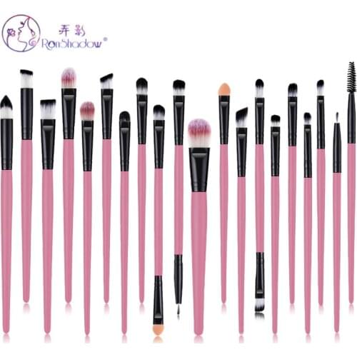 20Pcs Makeup Brushes Set Pink Black Wooden Handle For Eye Shadow Powder Eyeliner Eyelash Eyebrow Make Up Brush Beauty Tool